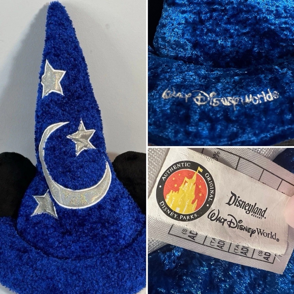 Disney Parks Mickey Mouse Blue Fantasia Sorcerer's Wizard 15" Hat with Ears(h18)